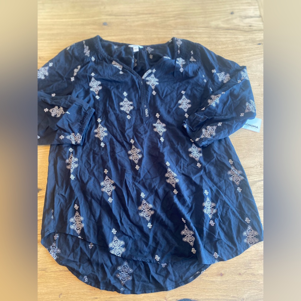 Sonoma Blue‎ Embellished 3/4 Sleeve Tunic Blouse
